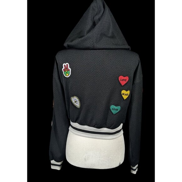 Cross Colours Black Pride Patch Black And Grey Zip Up Hoodie Size XS - Picture 2 of 16